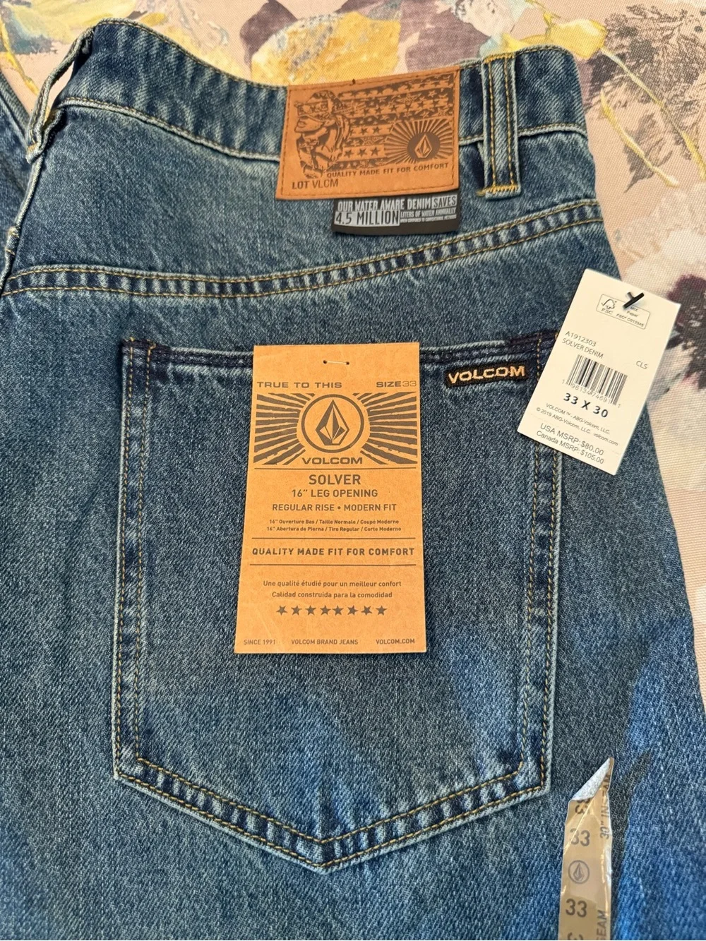 Volcom Men's Blue Relaxed Solver Jeans - Classic Denim Size 33/30